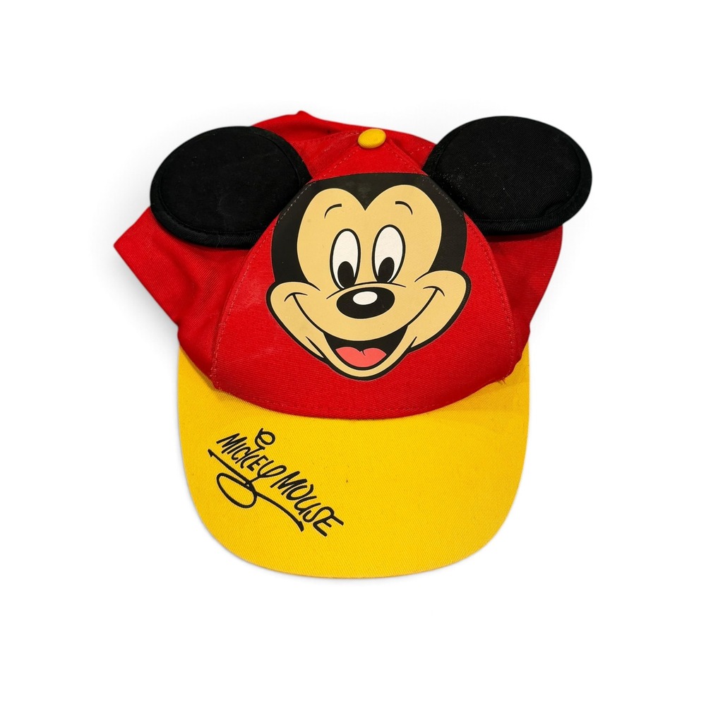 Disney Parks Mickey Mouse Youth Snapback Hat with Ears Red Yellow 54-57cm
